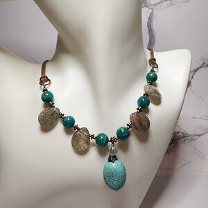 925 Silver Turquoise colored bead Necklace